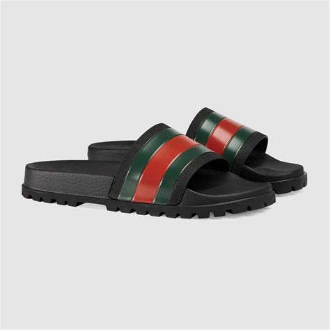 gucci slides web slide|gucci web slide black rubber.